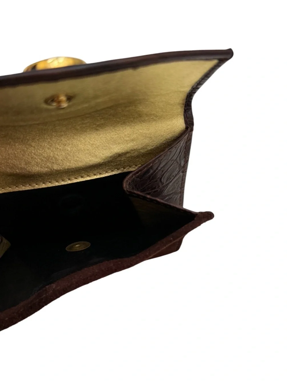 VALENTINO GARAVANI- BURGUNDY BROWN GOLD SUEDE LEATHER COMPACT BIFOLD SNAP WALLET